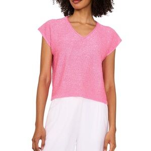 Vince Camuto Shine V-Neck Cap-Sleeve Sweater